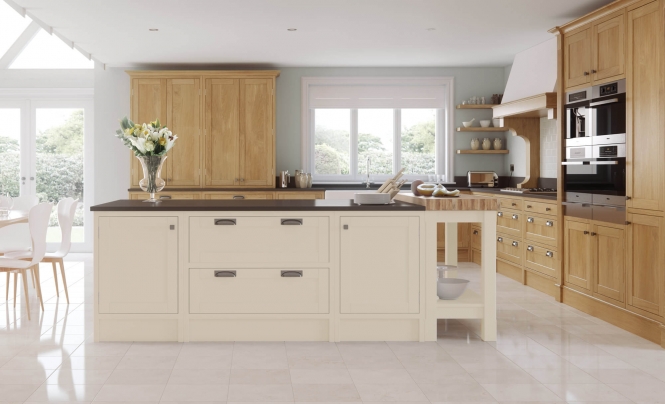 Edmonton Kitchen Painted White Cotton and White Oak