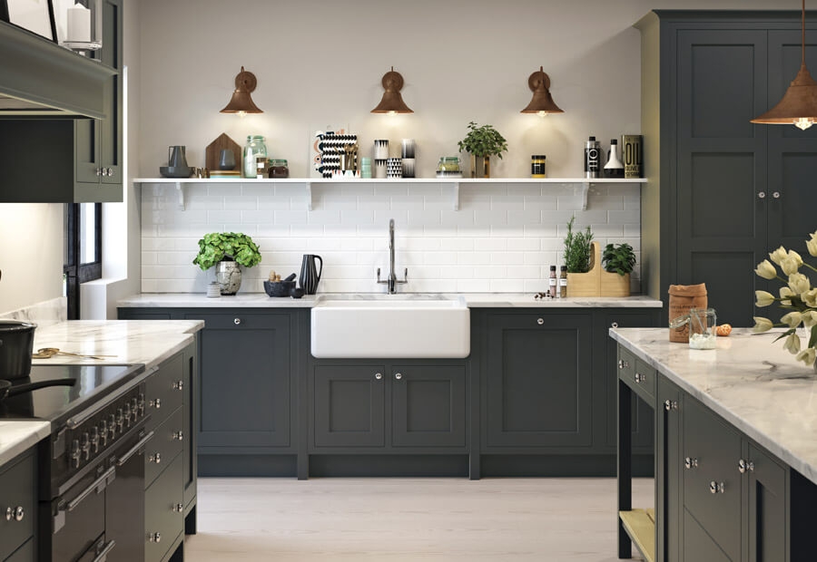 Quebec Shaker Kitchen in Painted Lava Contemporary Look