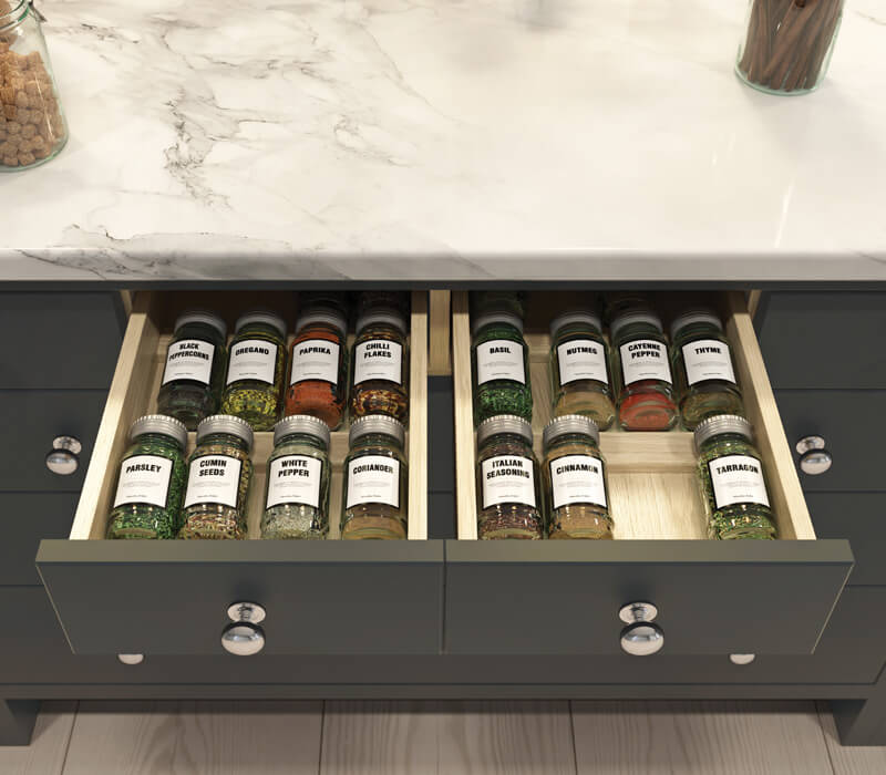 Quebec Shaker Kitchen in Painted Lava Spice Drawer