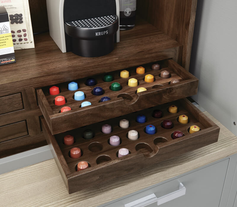 Aurora Coffee Pod Storage Drawers Walnut