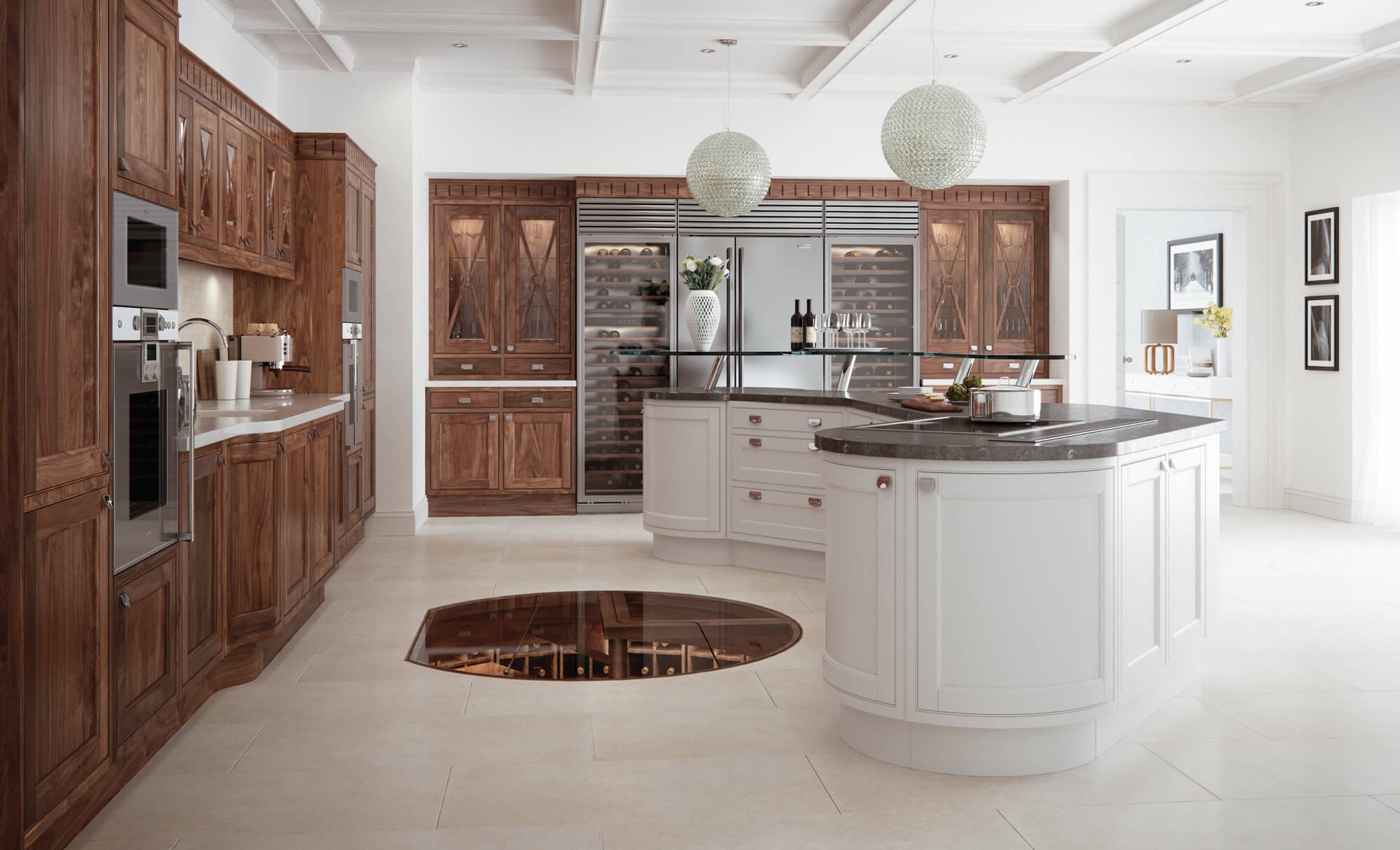 Calgary & Victoria Kitchen in Walnut and Painted Brilliant White