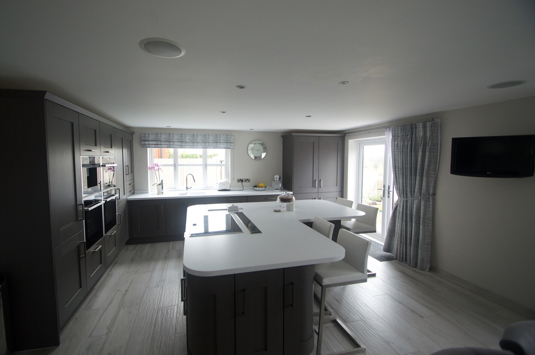 Clonmel Kitchen in Stained Anthracite Featuring Large Island Unit, Designed by Elite Kitchens of Manchester